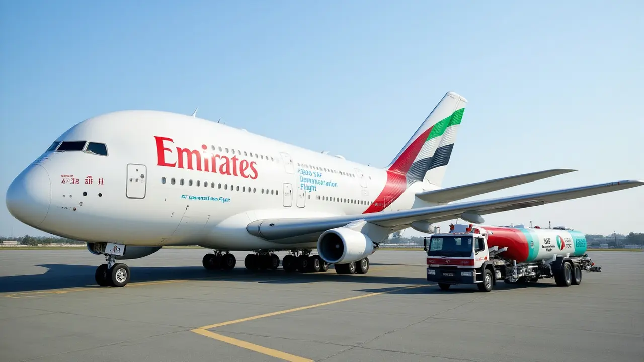 إمirates تسجل أول رحلة A380 بوقود مستدام 100% في دبي