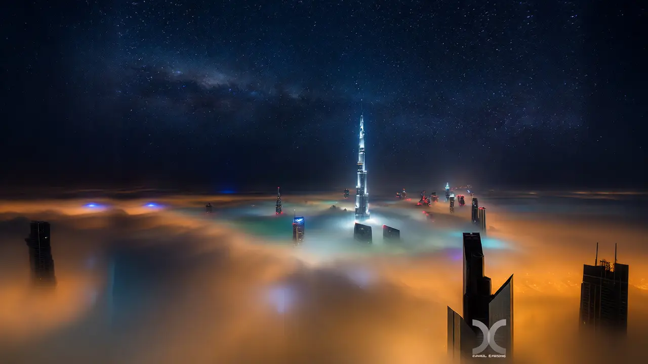 الإمارات تعانق السحب: الضباب يحول ناطحات السحاب إلى لوحات فنية